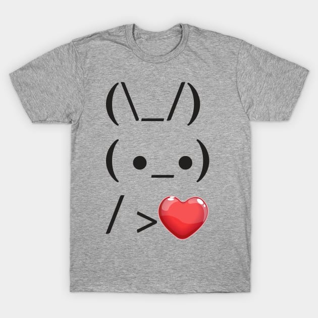 ASCII Bunny Is Holding Red Heart Rabbit Art Trend Challenge T-Shirt by MintaApparel